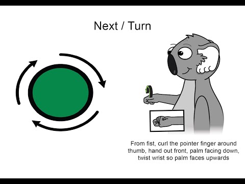 Kevin Asmus Park Communication Board Key Word Sign tutorial -  Next or Turn