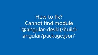 Cannot find module &#39;@angular-devkit/build-angular/package.json&#39;