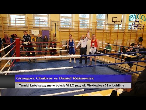 II Turniej Lubelszczyzny w boksie VI LO przy ul Mickiewicza 36 w Lublinie Grzegorz Chabros vs Daniel