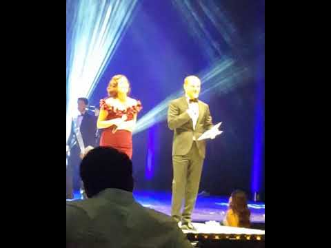 Katia April (Liane Model) Suisse  a la finale Miss Mister Suisse Romande (lausanne)  en robe Leywess