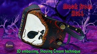 How to Create a Leather Skull Mask. 3D embossing, Shaving Cream technique, antiquing and acrylics.