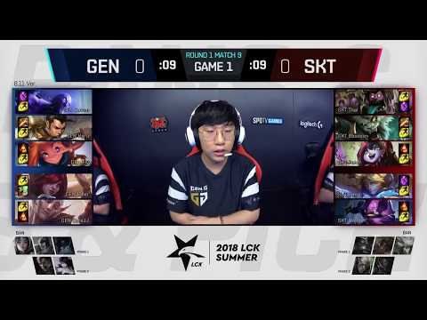 GEN (Haru Xin Zhao) VS SKT (Blossom Rengar) Game 1 Highlights   2018 LCK Summer W1D3