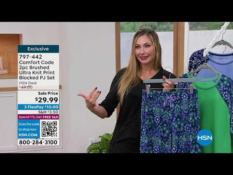 Comfort Code 2piece Brushed Ultra Knit Print Blocked PJ ...