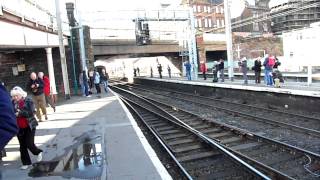 preview picture of video 'Britannia at Carlisle - leaving to go on shed. 3.3.2012.MP4'