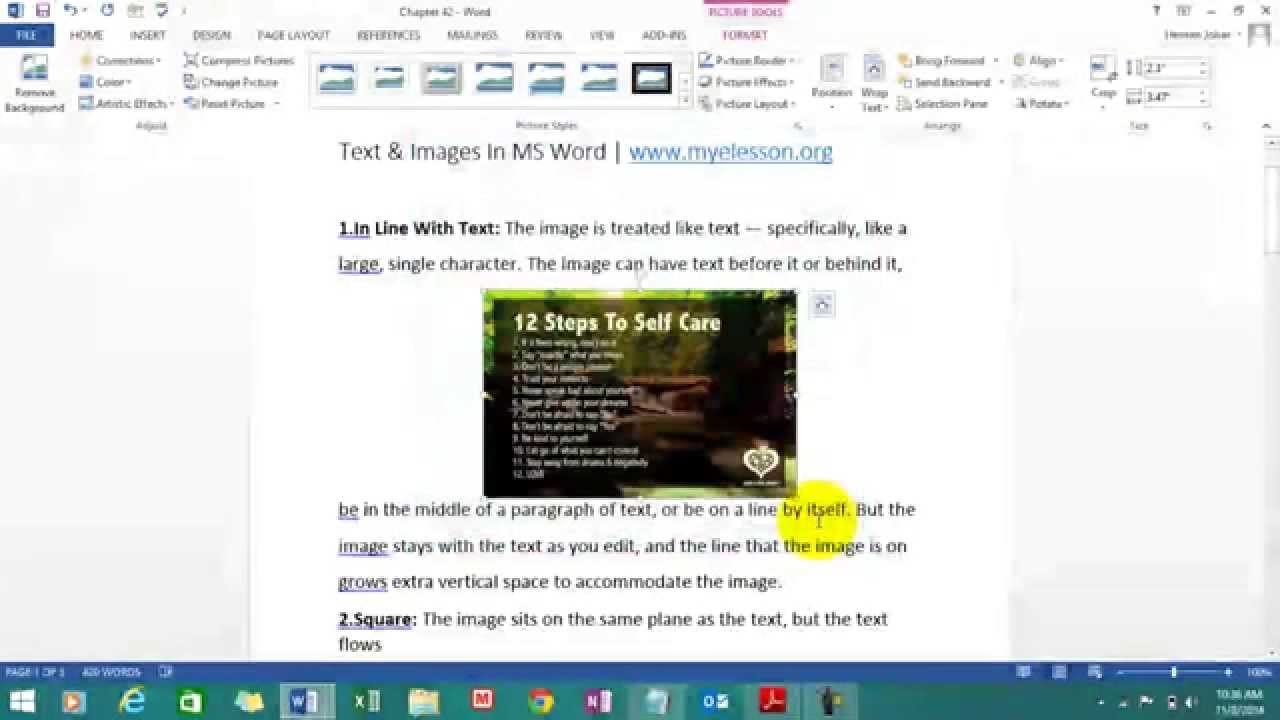 Mix Image and Text In MS Word