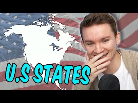 European man places States on a U.S. map