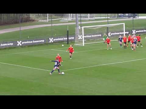 Belgium WU23 - Scotland WU23 on 27.11.2025: a shot from the visitors goes wide