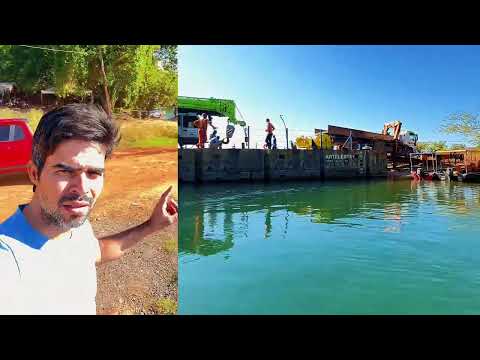 24/10 guindaste é colocado sobre a Balsa que vai servir de suporte na construção do vão na ponte jK