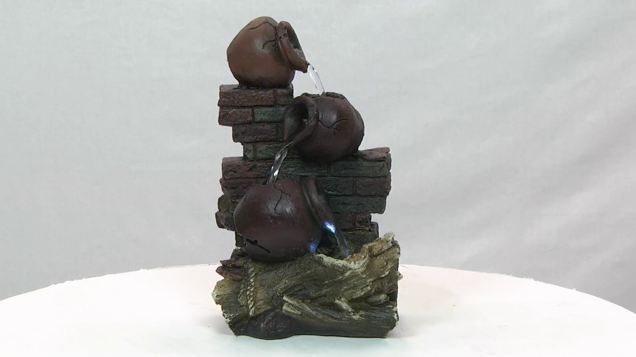 Villa La Piccolina Cascading Urns Illuminated Tabletop Fountain Video