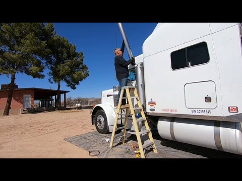 #497 Replacing the Exhaust on the Old Peterbilt 379 The Life of Owner Operator Flatbed Truck Driver
