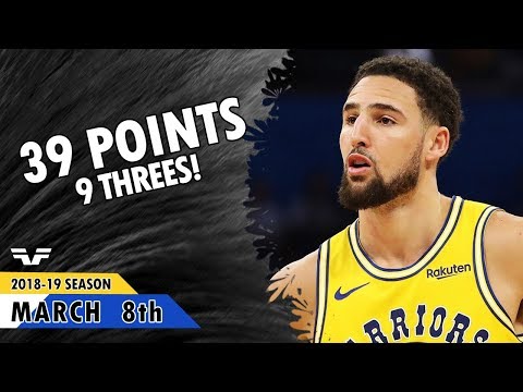 Klay Thompson - 2019.03.08 - Warriors vs Nuggets - 39 Pts, 9 Threes