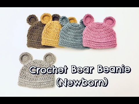 How to Crochet Baby Bear Beanie (Newborn)