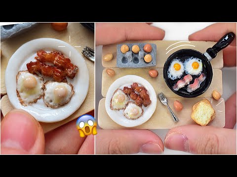 Miniature Polymer Clay Breakfast Scene Tutorial 🍳 🍞 | DIY & CRAFTS | Strawberrypuffcake