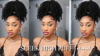 SLEEK High puff with kinky curly drawstring ponytail! #4chair + $15 coupon code  | cassiekaygee