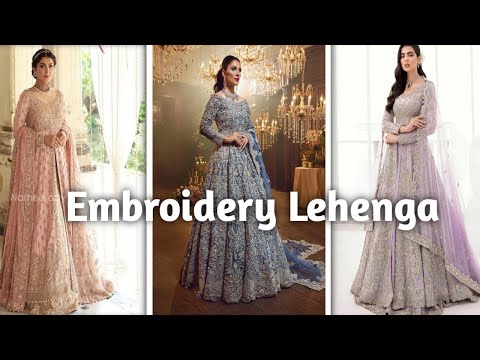 Embroidery Work Lehenga Design For Weddings I Sharifa Fashion