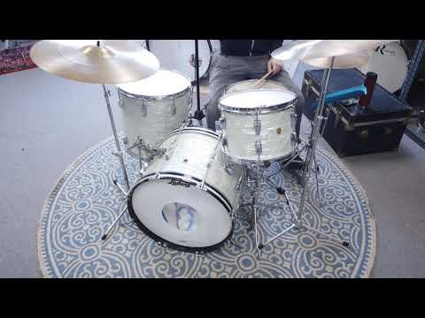 1960s Ludwig "Super Beat" White Marine Pearl Drum Kit image 21