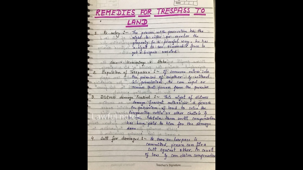 Remedies for trespass to land #lawoftort #lawfulnotes #law #fyp #trespass