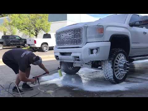 Chemical guys foam cannon on my 2019 gmc denali 3500 6.6 Duramax on 24in American force wheels