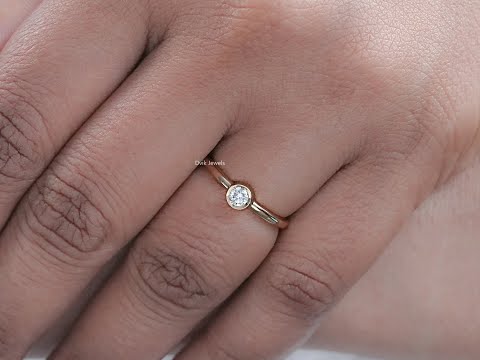 Bezel Set Round Diamond Solitaire Engagement Ring @Dvik-Jewels