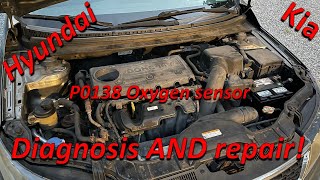 Hyundai Kia 2.0 2.4 P0138 Oxygen sensor replacement!! (Bank 1 sensor 2)