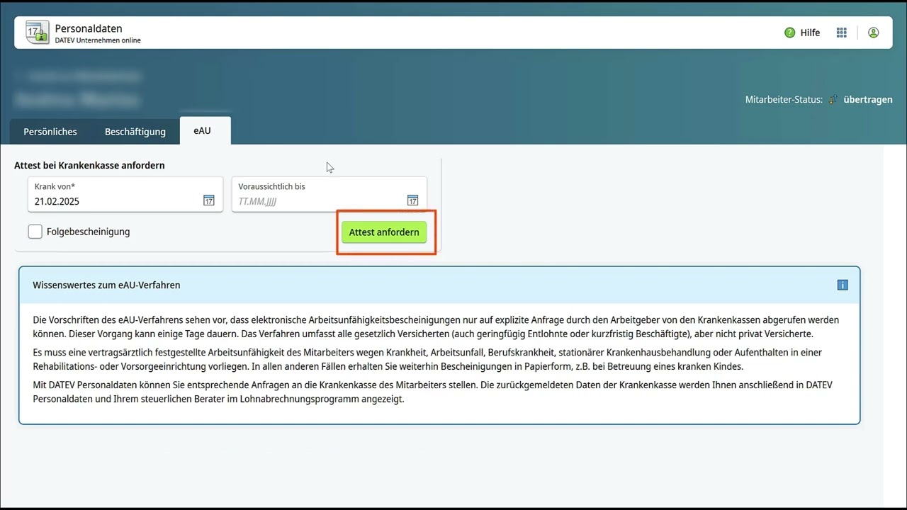 Arbeiten mit DATEV Personal