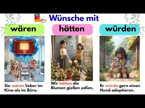Deutsch lernen mit 200 einfachen Wunsch-Sätzen 🧠  Lerne Konjunktiv II spielerisch mit Bild & Audio