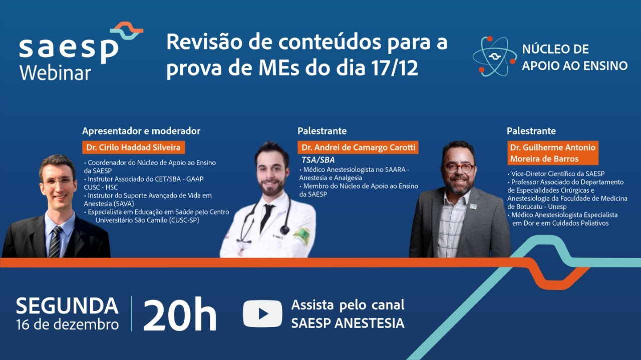 SAESP Webinar | Revisão de conteúdos para a prova de MEs do dia 17/12