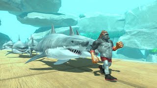 Escape from Great White Sharks - Animal Revolt Battle Simulator