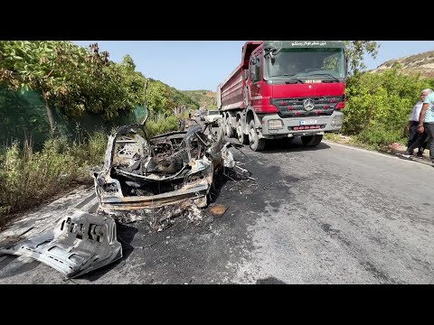 Aftermath of Israeli strike on vehicle in south Lebanon | AFP