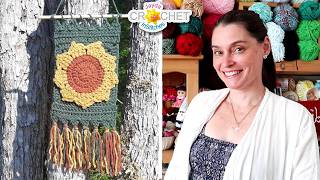 Boho Sunflower Wall Hanging - using Hue and Me by Lion Brand