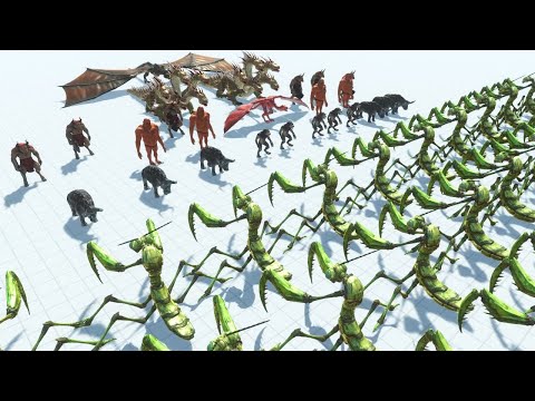 Fantasy Creatures Vs Giant Praying Mantis - Animal battle - Battle - Animal Revolt Battle Simulator