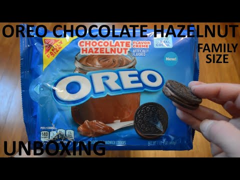 Unboxing Oreo Chocolate Hazelnut Flavor Creme Filled Chocolate Sandwich Cookies Family Size Pack