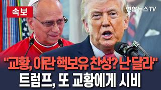 [????속보] 교황, 이란 핵무기 보유 찬성? 나는 의견 달라…또 교황에 각 세운 트럼프/ 연합뉴스TV(YonhapnewsTV)