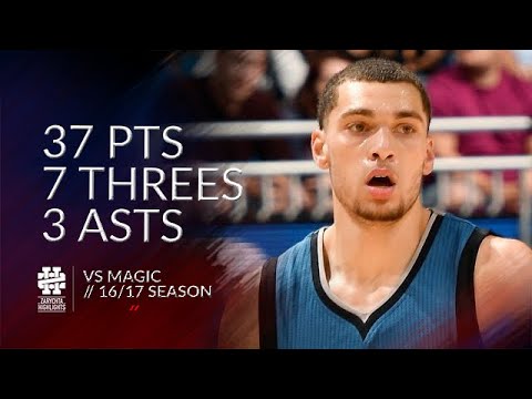 Zach LaVine 37 pts 7 threes 3 asts vs Magic 16/17 season