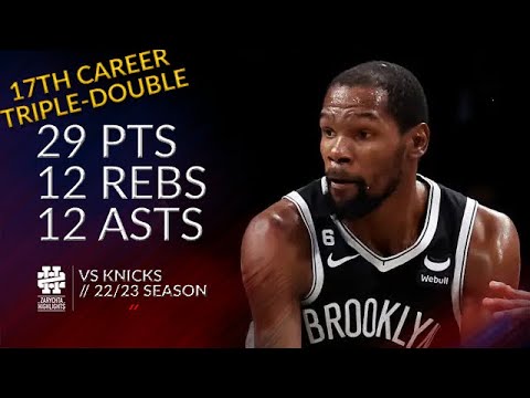 Kevin Durant 29 pts 12 rebs 12 asts vs Knicks 22/23 season
