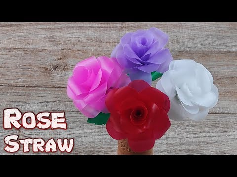 DIY Rose Flower from Drinking Plastic | How to Fold Beautiful Straw Flowers | Used Recycle Tubes