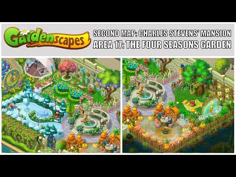 Gardenscapes: New Acres Gameplay Part 15 - Restoring Area 17: The Four Seasons Garden