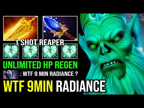 WTF 9MIN RADIANCE 1v5 Unlimited HP Regen Raid Boss Necrophos 1 Shot Reaper Dota 2