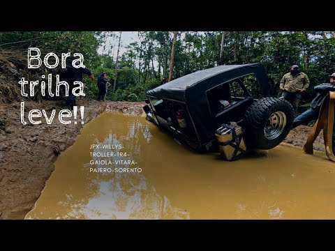 Willys- Troller- Samurai- Sorento- Tr4- Jpx- Vitara- Pajero e Gaiola na trilha do Caixao