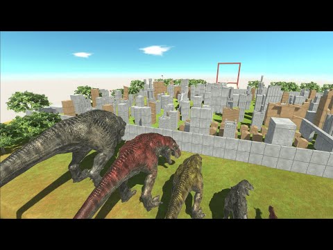 Different Size Carnivorous Dinosaurs Destroy City Race -Animal Revolt Battle Simulator