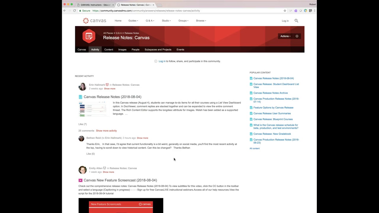 Instructure Canvas - Release Notes!