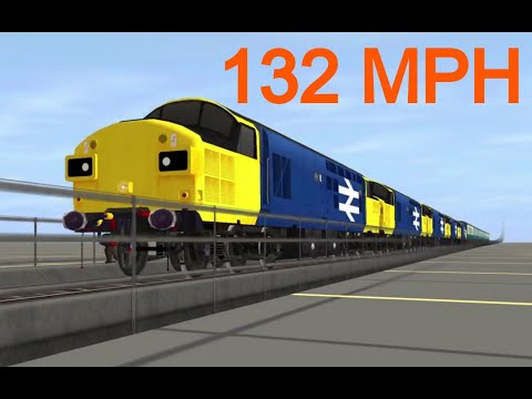 [Trainz] British Rail Class 37 Downhill Speed Test (132 MPH!)