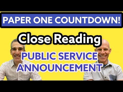Countdown to Paper One - Public Service Announcement (PSA) - Conventions and Close Reading