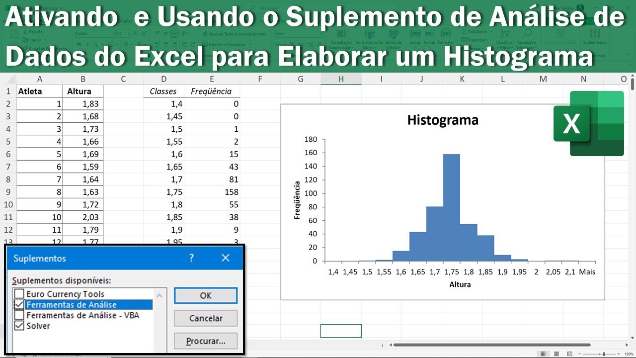 Ativando e Usando o Suplemento de Análise de Dados do Excel para Criar Histograma