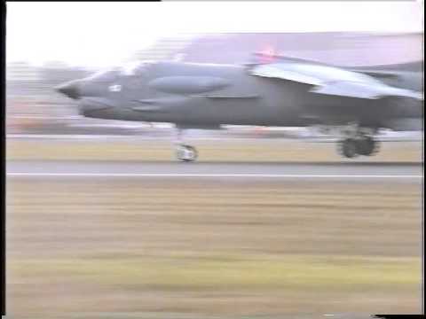 Bumpy Landing of Vought F8 Crusader at Fairford Filmed on Hi 8 Airshow World