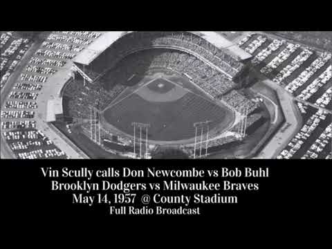 National Anthem Milwaukee Braves Singer with Jane Jarvis vs  Brooklyn Dodgers 1957