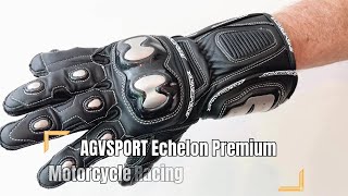 AGVSPORT Echelon Racing Gloves - Premium Motorcycle Leather, Titanium Armor Knuckle Protection
