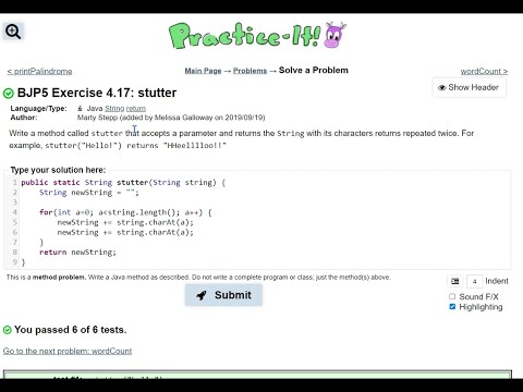 Java Practice It Exercise 4 17 Stutter String String Return For Loop String Parameter