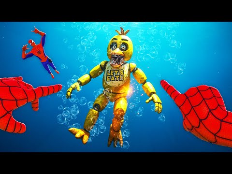 We DESTROY FNAF Animatronics in WATER as Spiderman (Bonelab VR Mods)