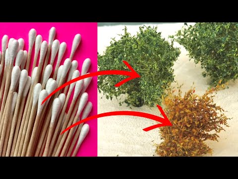 Model making: Create simple bushes yourself using cotton swabs!